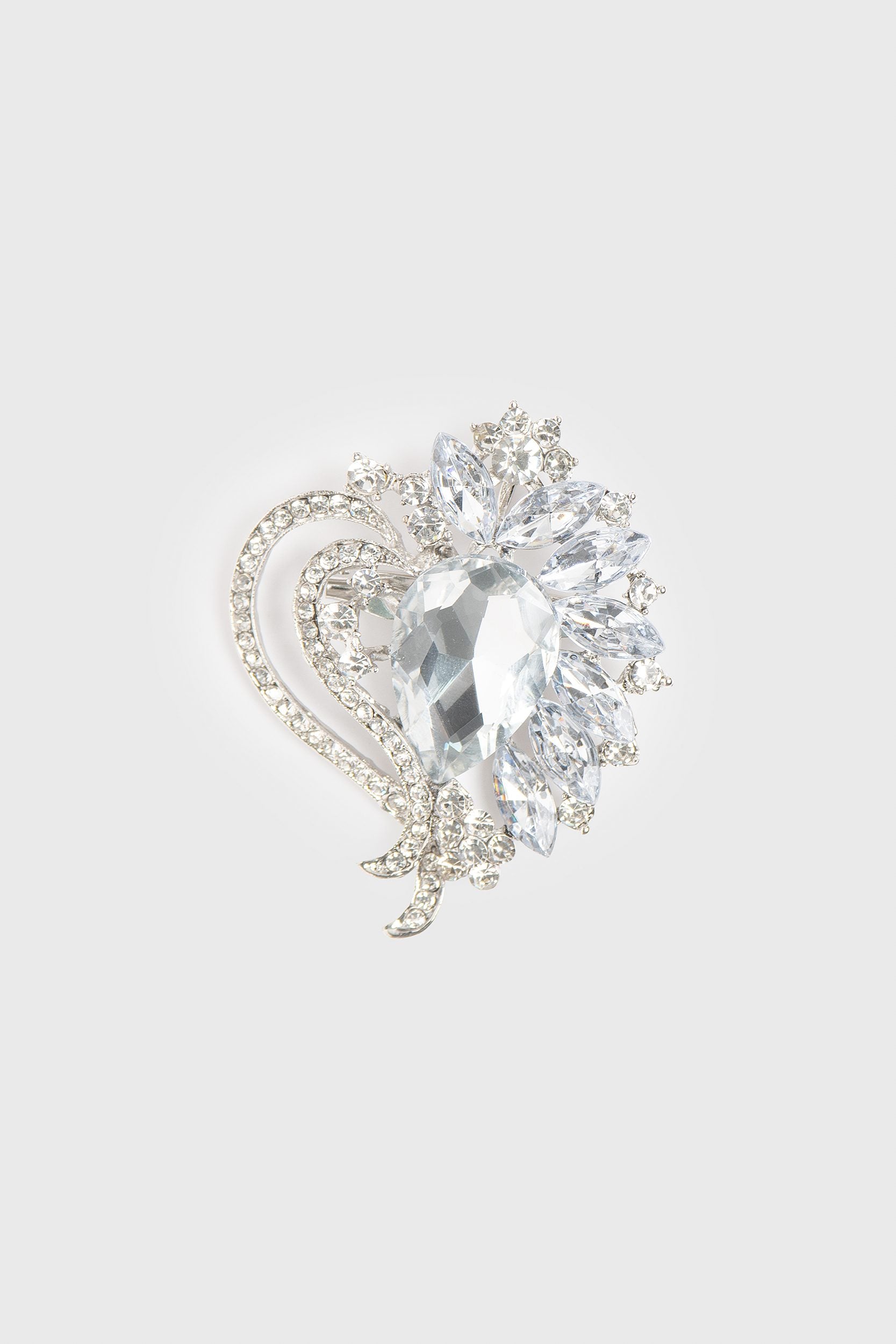 Crystal teardrop brooch