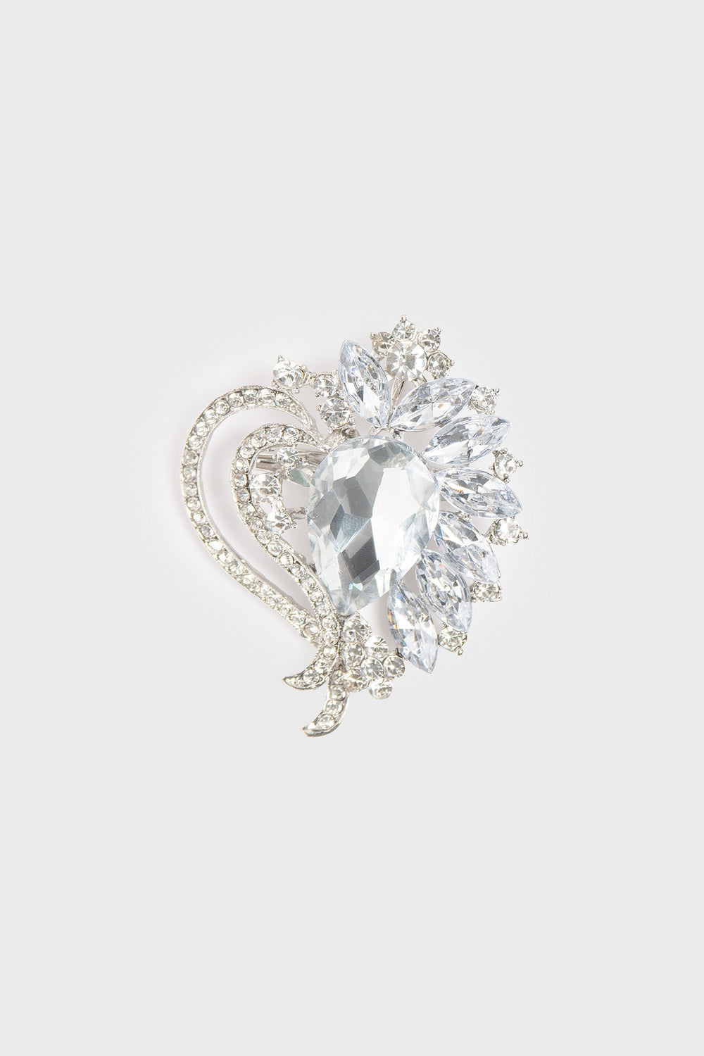 Crystal teardrop brooch