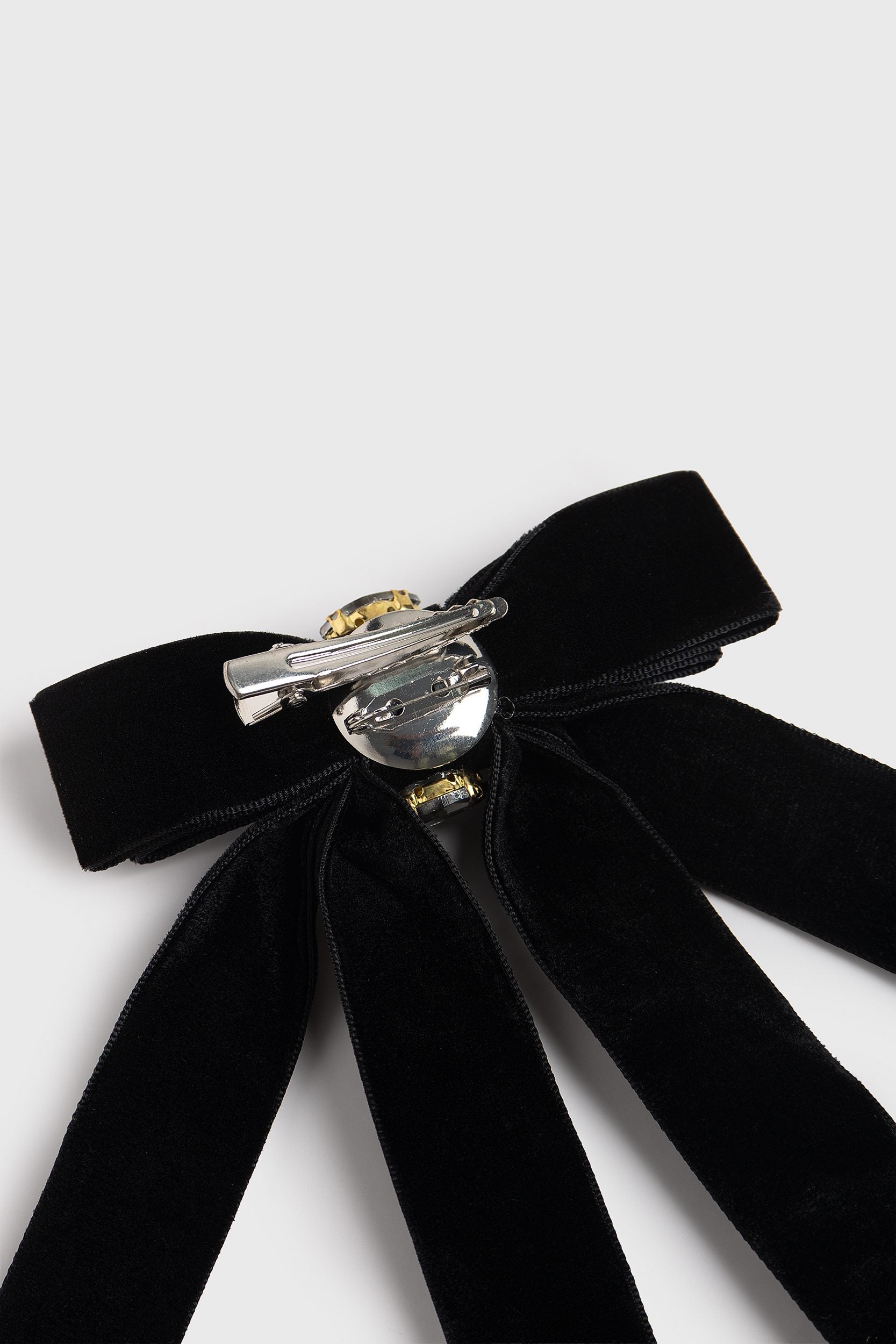 Crystal-embellished bow brooch