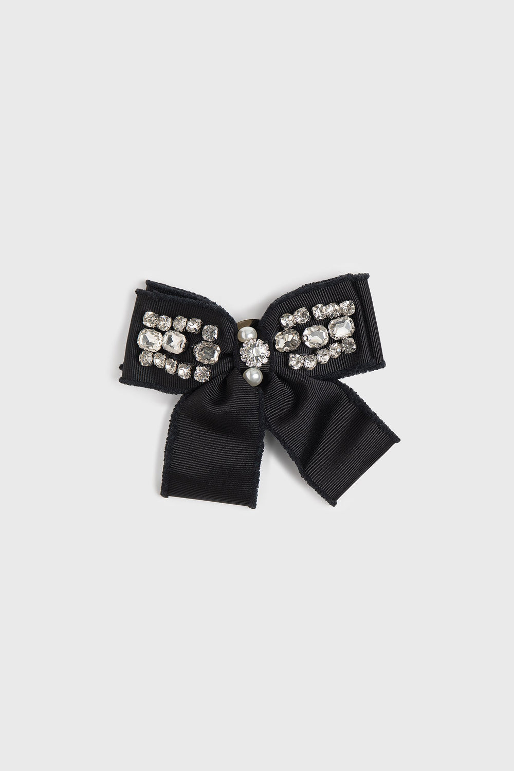 Embellished grosgrain bow brooch