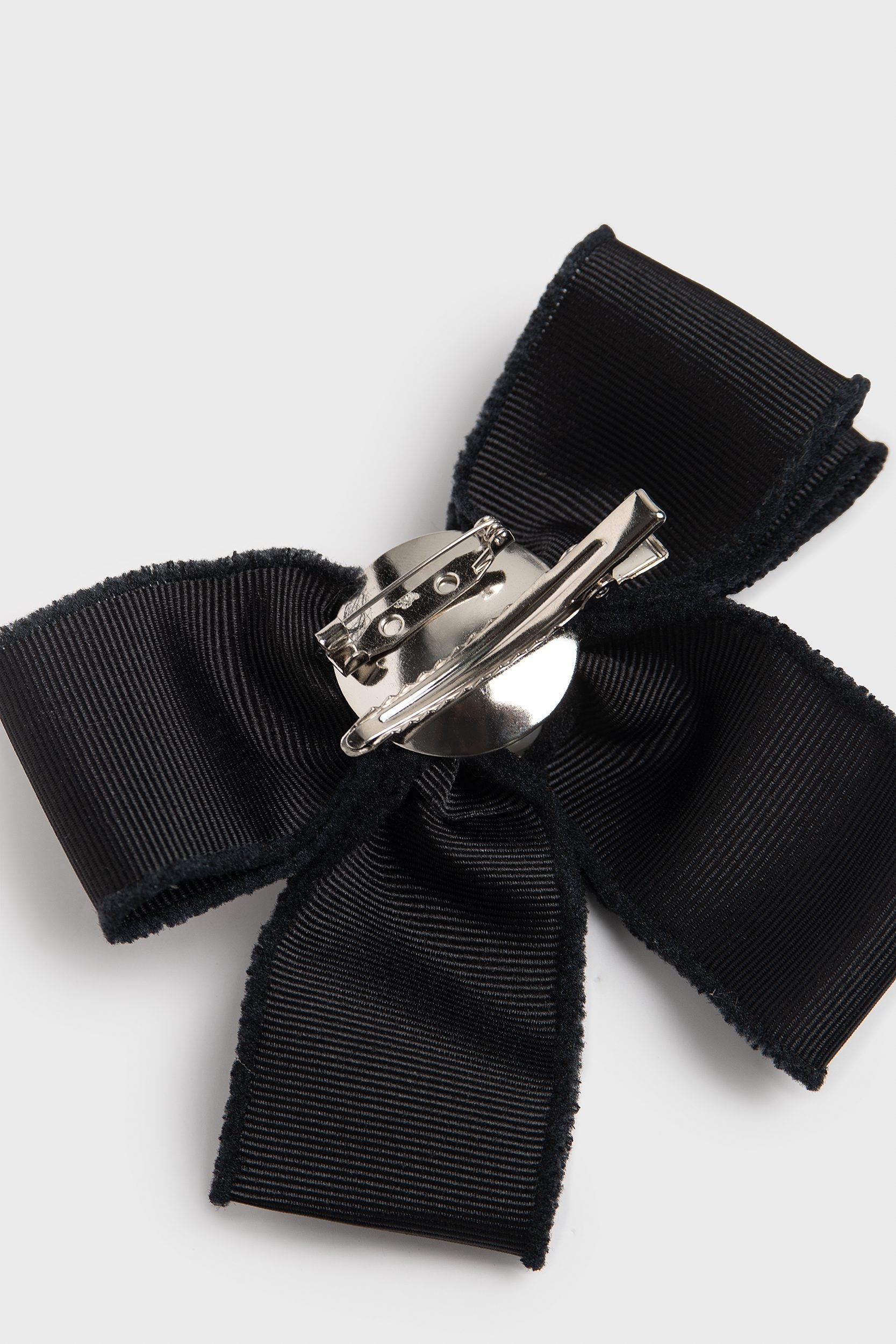 Embellished grosgrain bow brooch