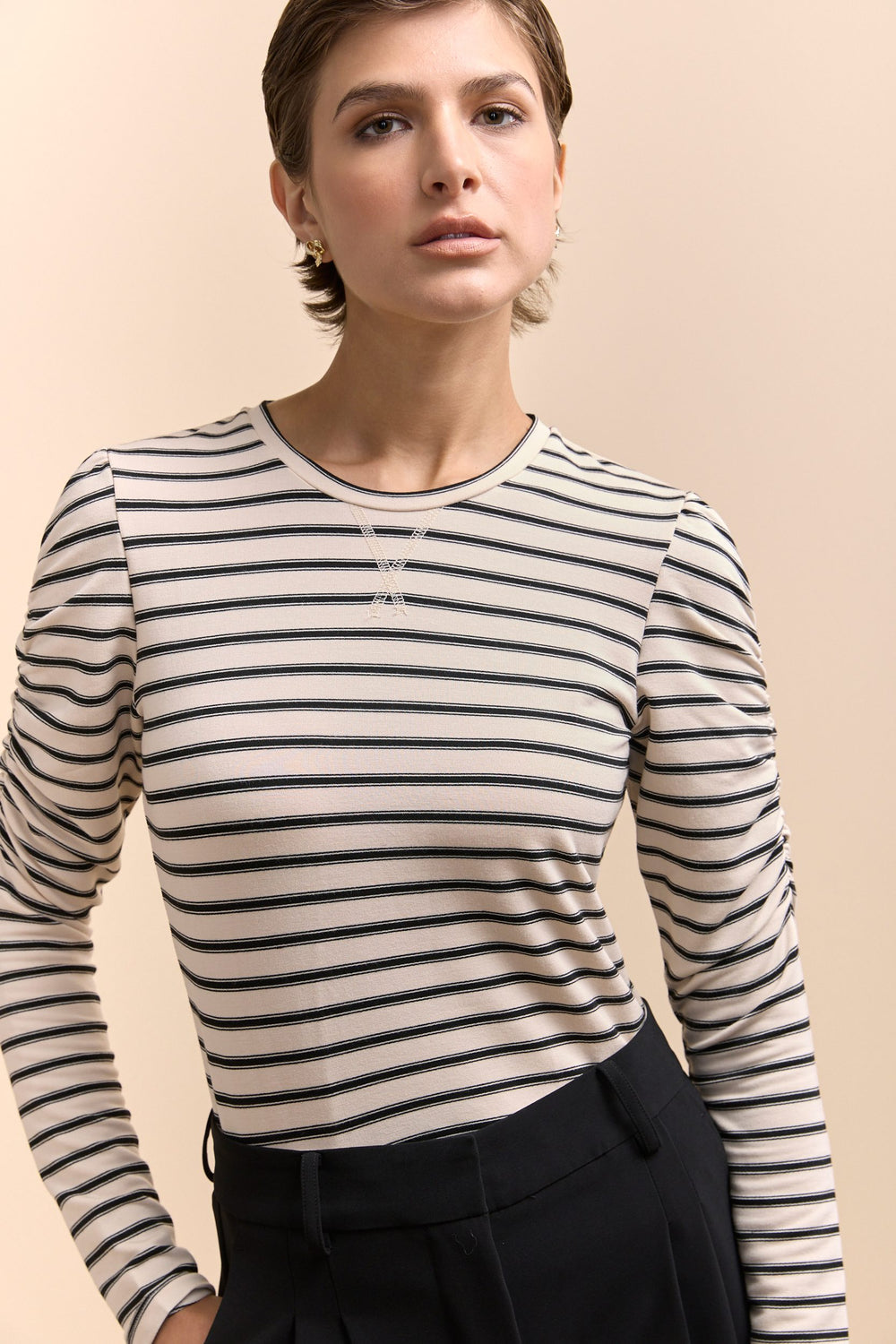 Striped crew neck top