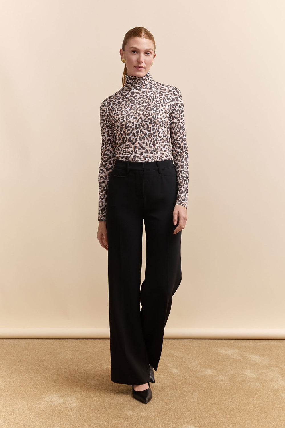 Leopard t-shirt turtle neck