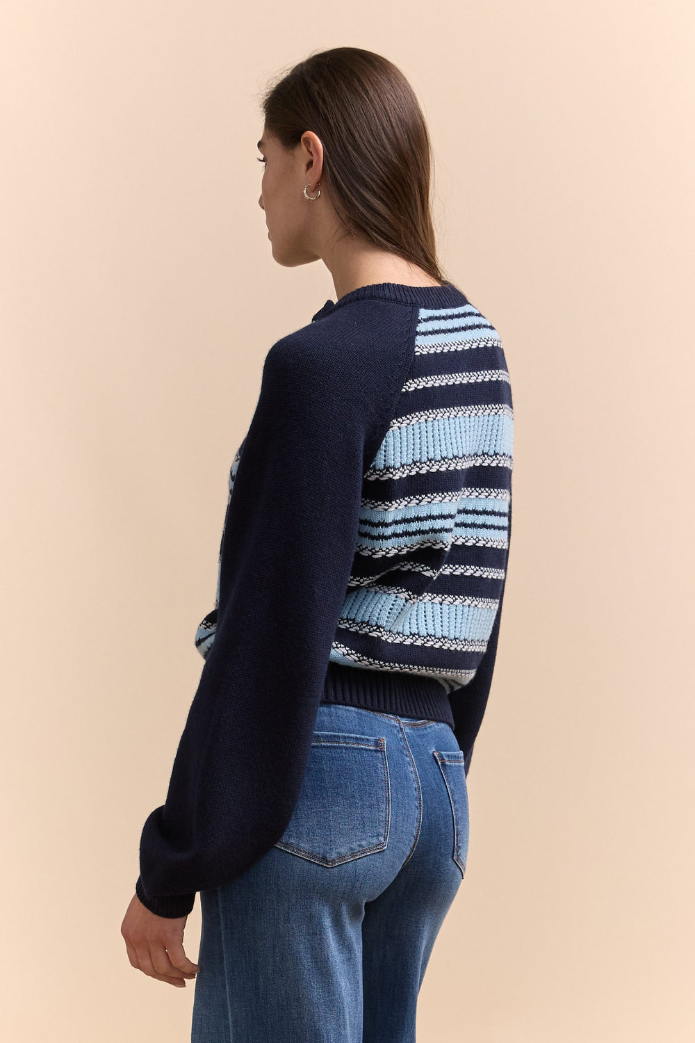 Multi texture stripes sweater