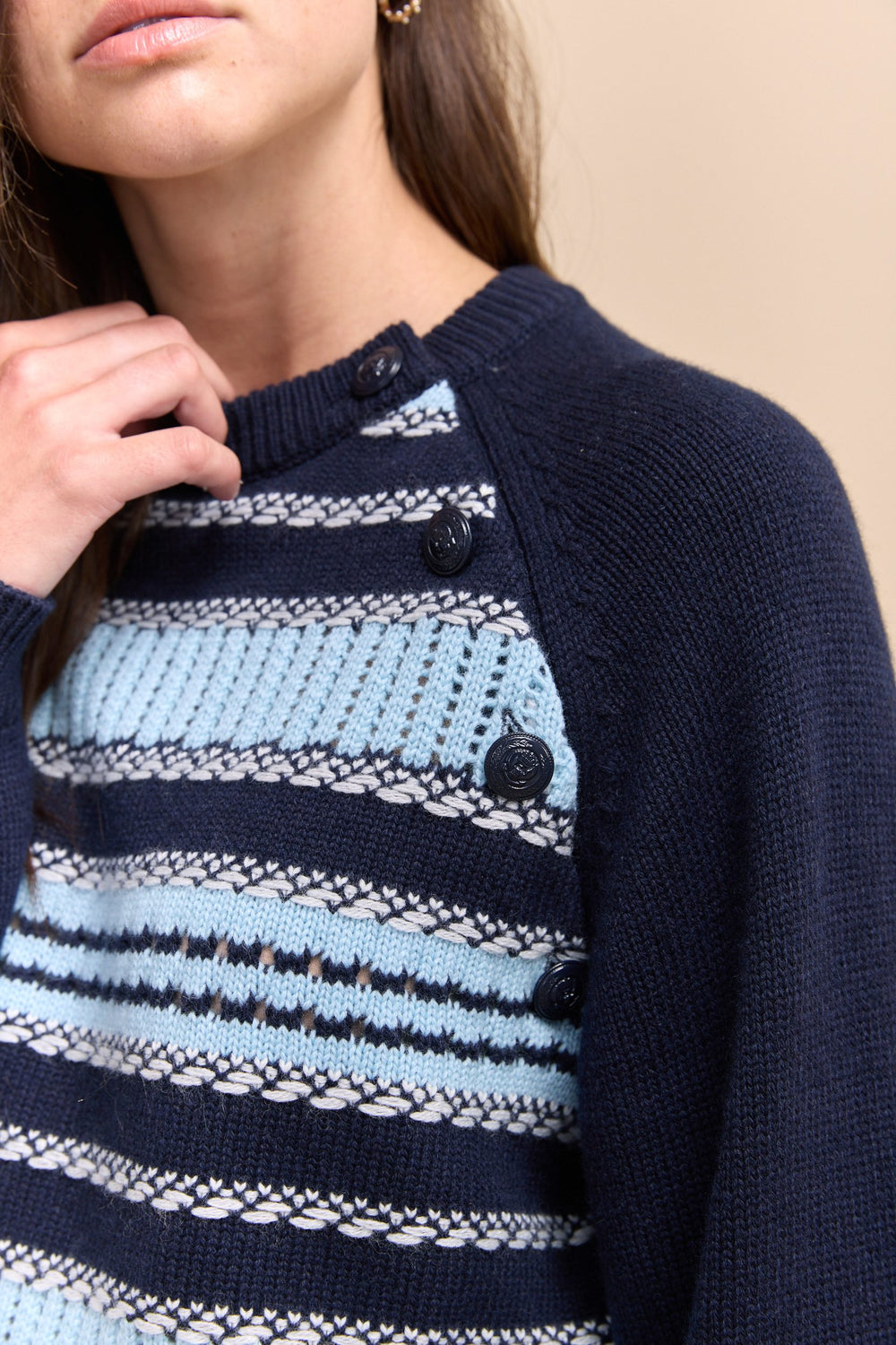 Multi texture stripes sweater
