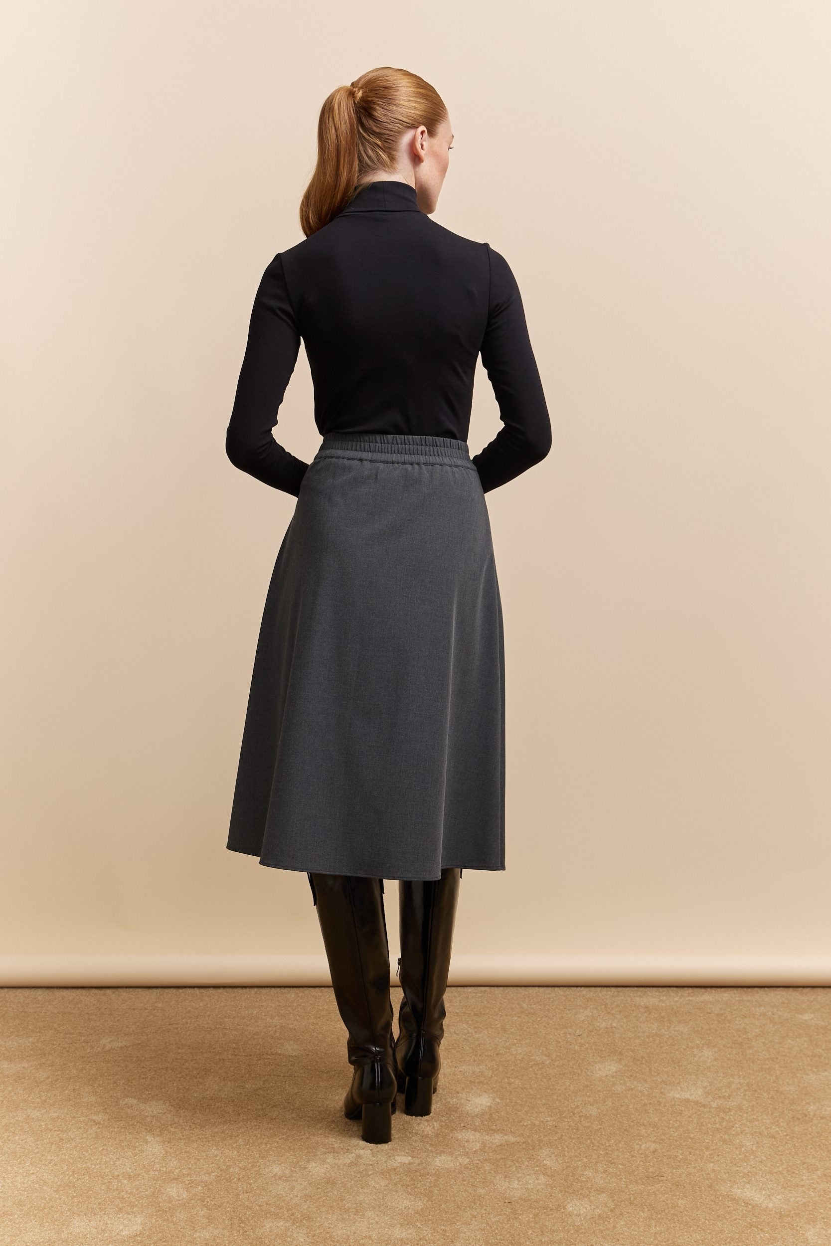 Midi skirt with elastic waist