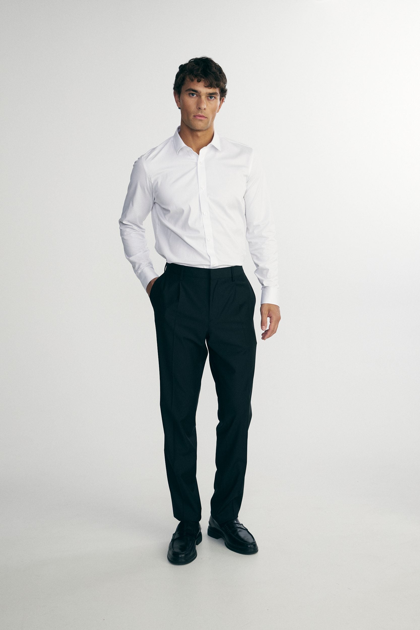 Jersey back & sleeve fitted shirt