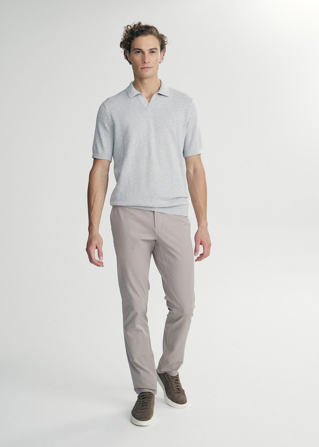 Textured  johnny collar polo