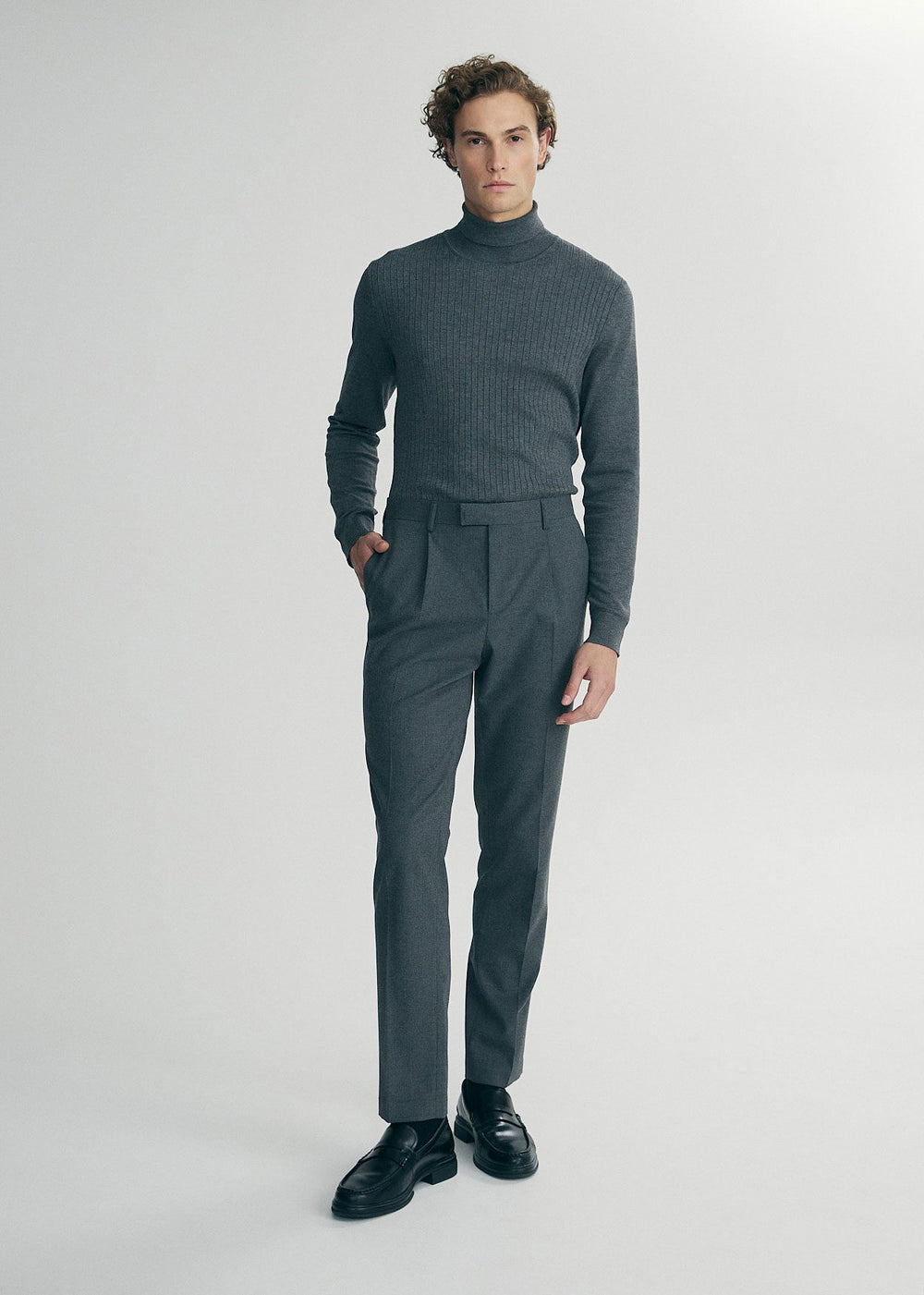 Pleated flannel pants