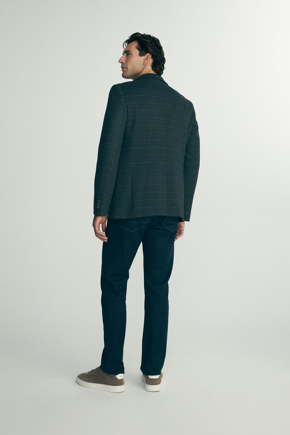 Check fitted knit blazer