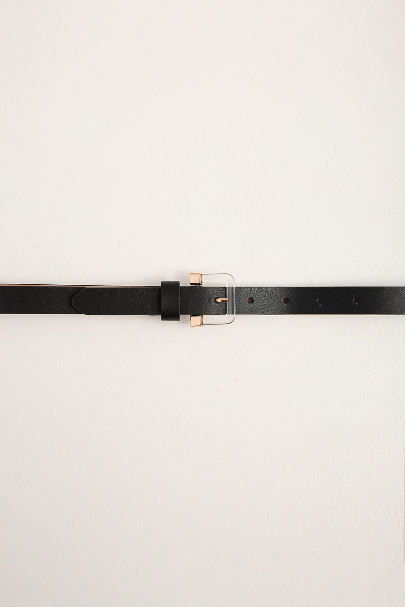 Belt with clear buckle