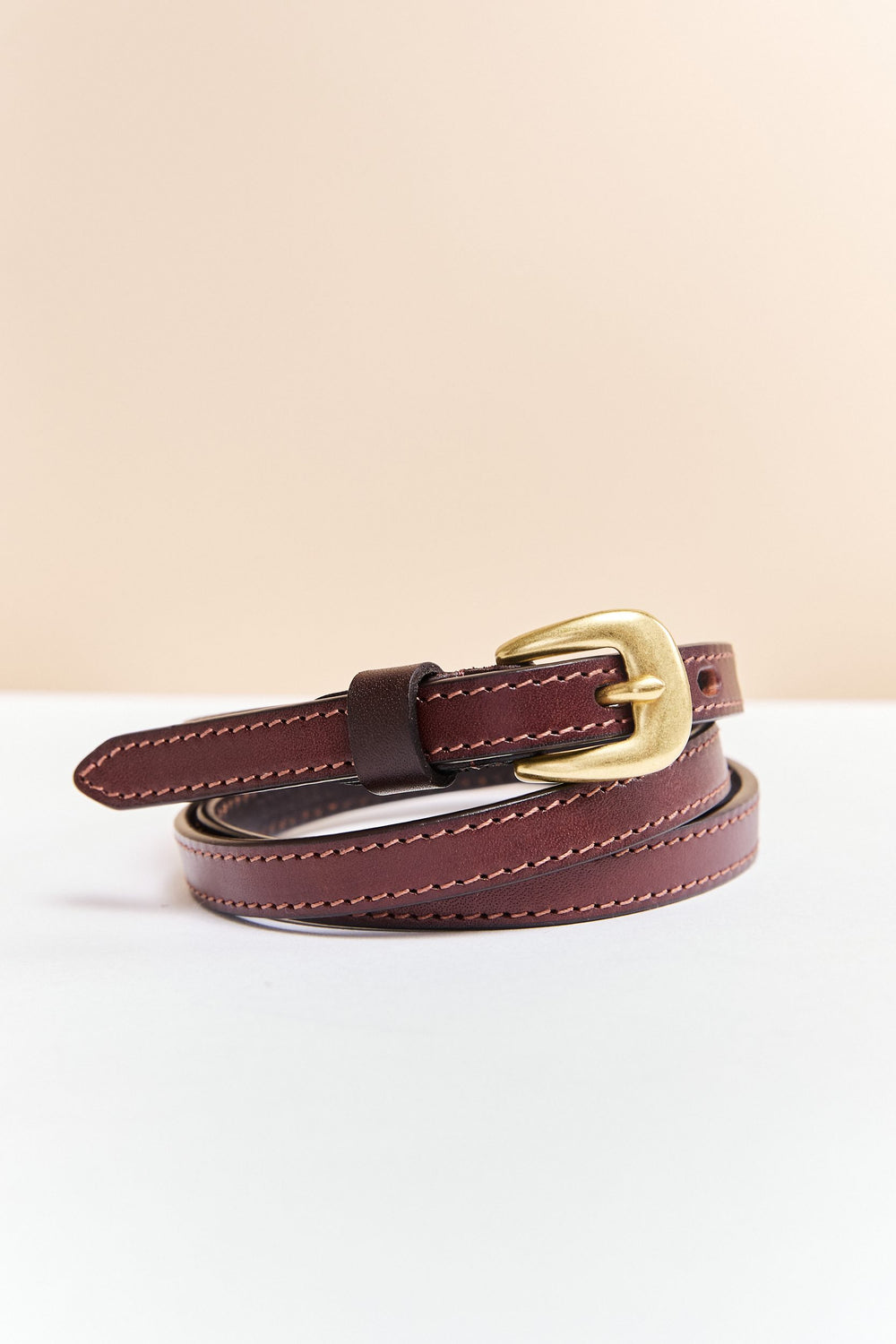 Narrow vintage leather belt