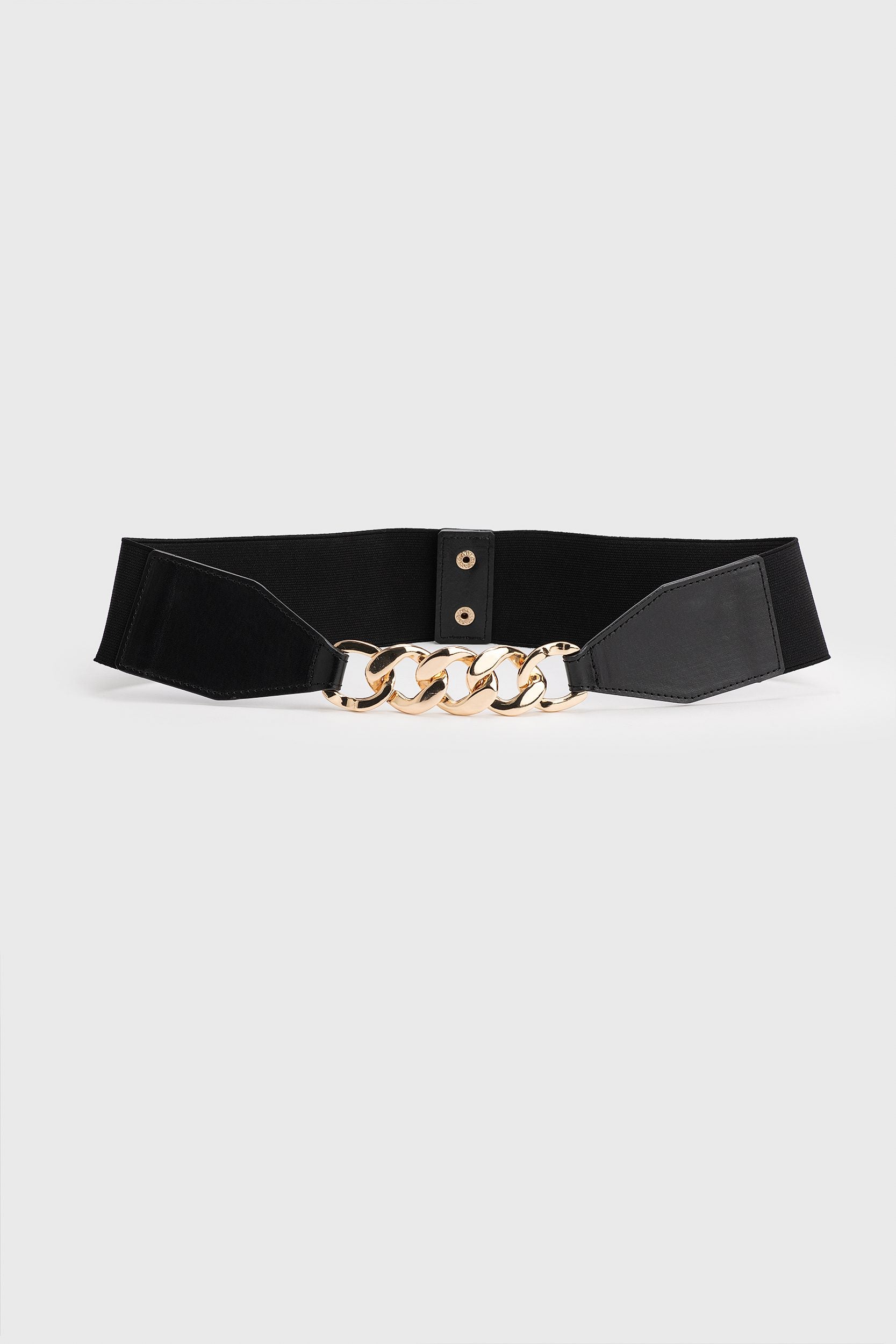 Stretch belt with metal buckle