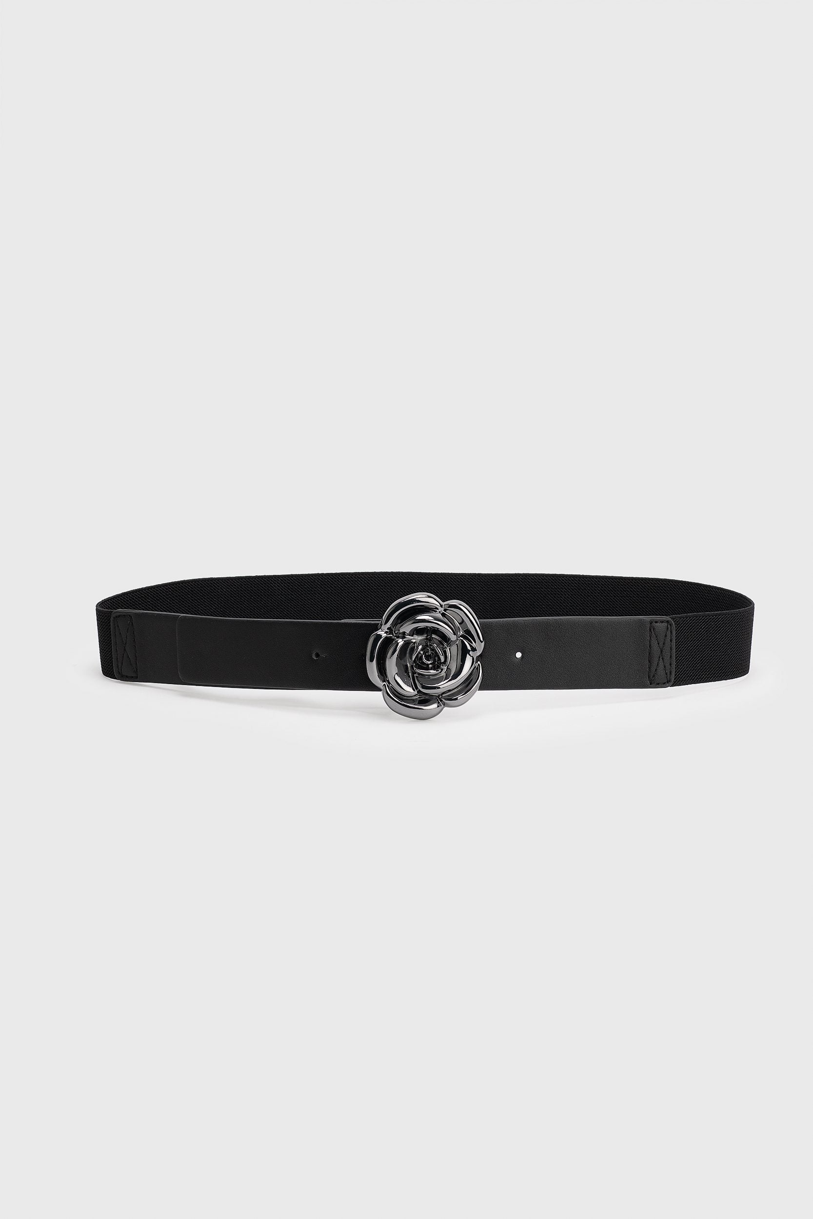 Stretch belt with flower-shaped buckle