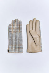 Plaid pattern leather gloves