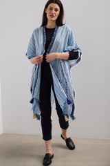 Striped cape with fringes