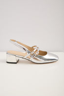 Sling back block heel shoe