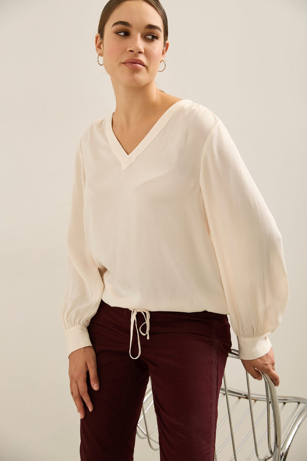 Oversized blouse with puffy sl