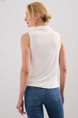 Sleeveless top with draped collar