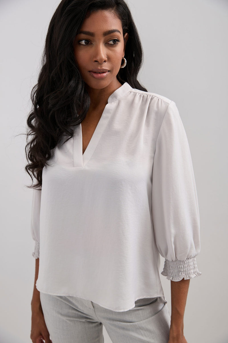 V-neck blouse with ruching detail