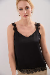 Sleeveless top with lace detail