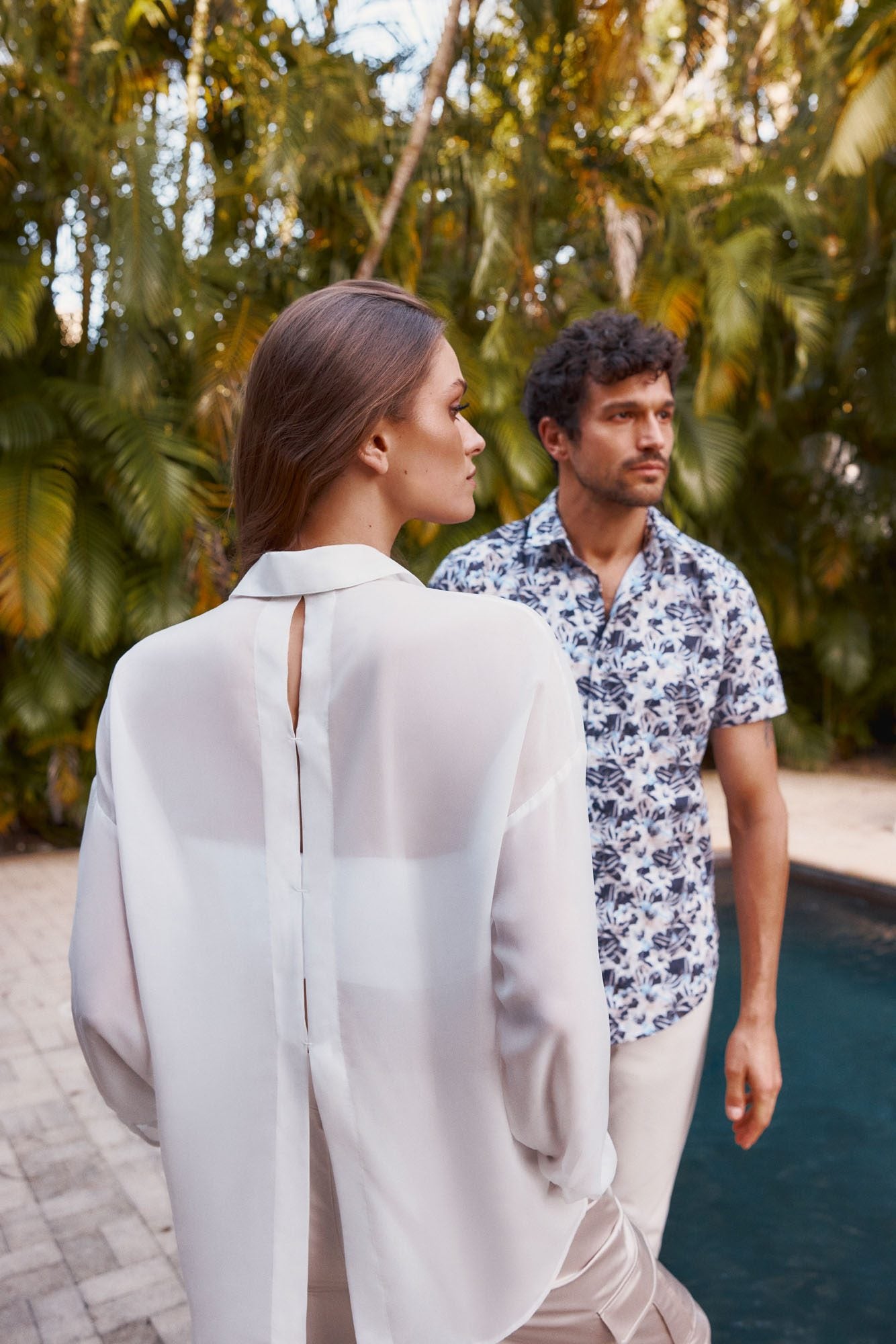Sheer oversized blouse with open back