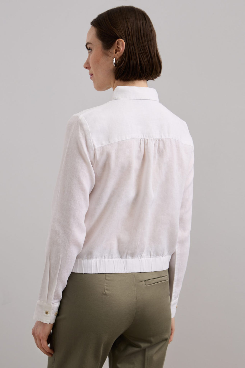 Tie-front linen shirt