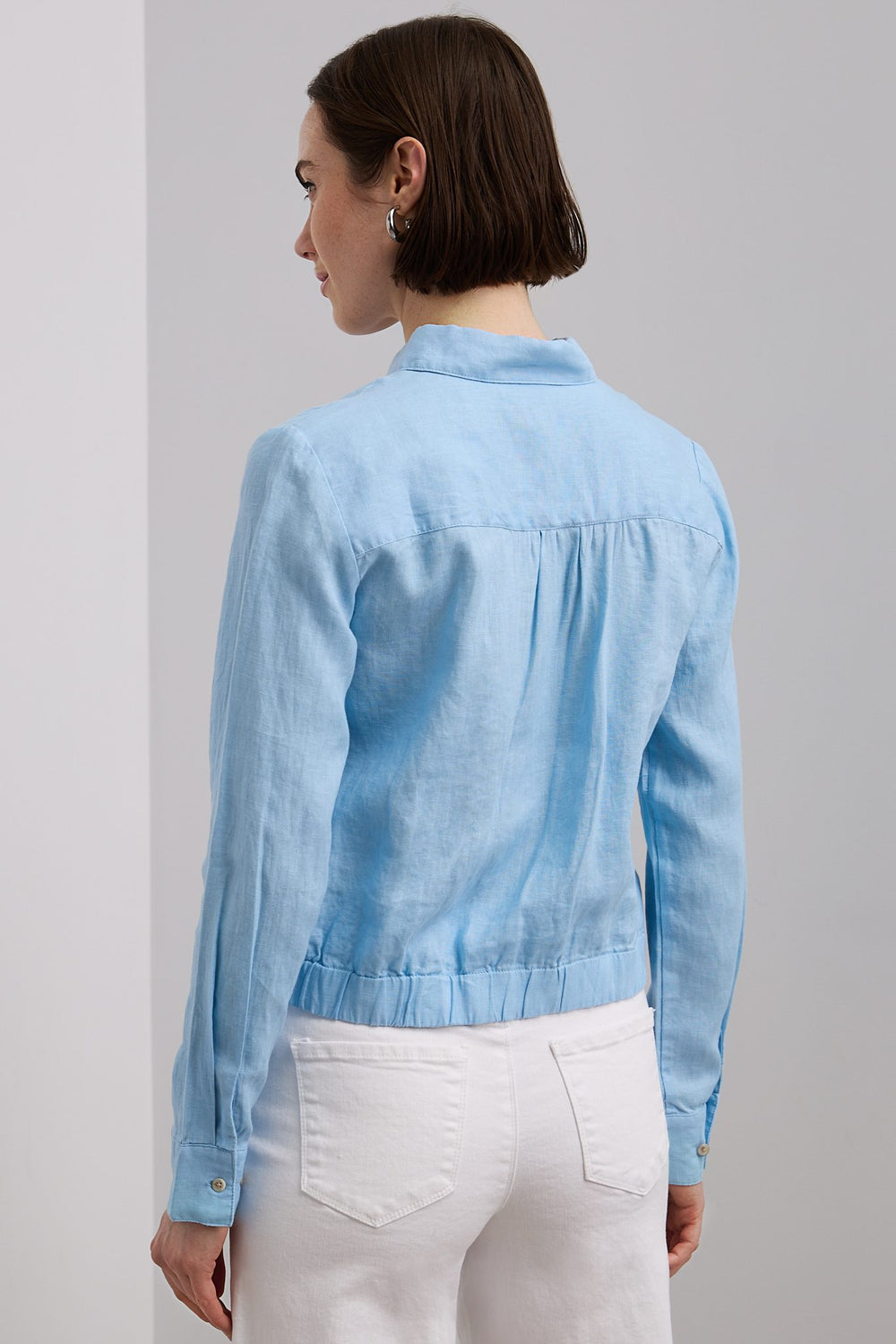 Tie-front linen shirt
