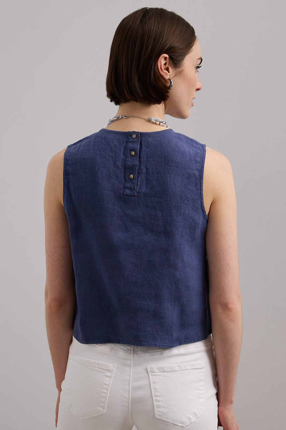 Sleeveless linen crop top