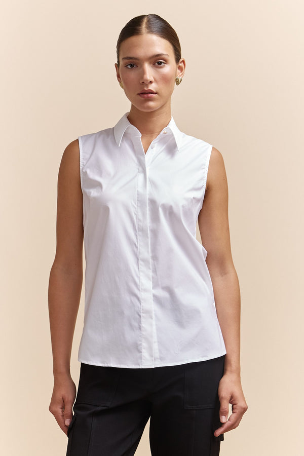 Sleeveless poplin shirt