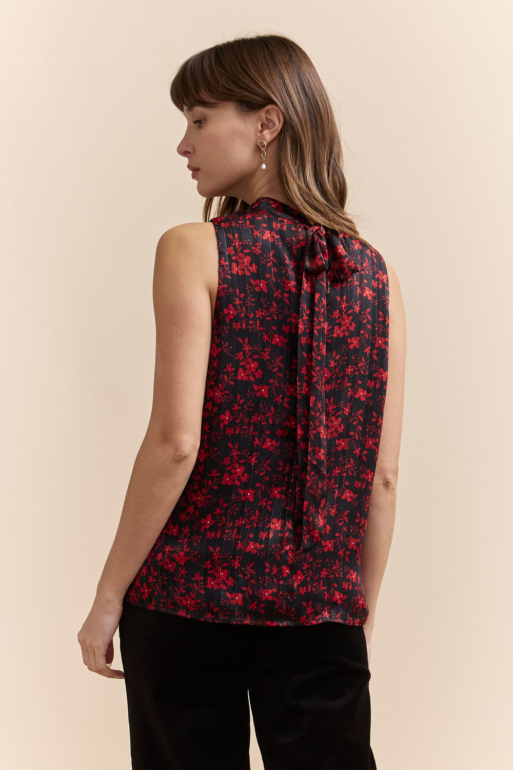 Printed top tied at back