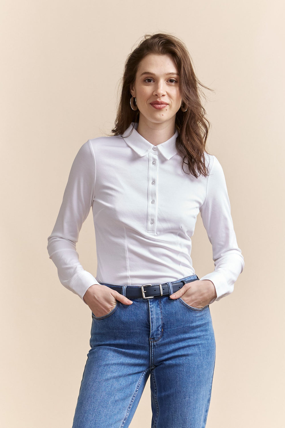 Fitted mercerized cotton shirt