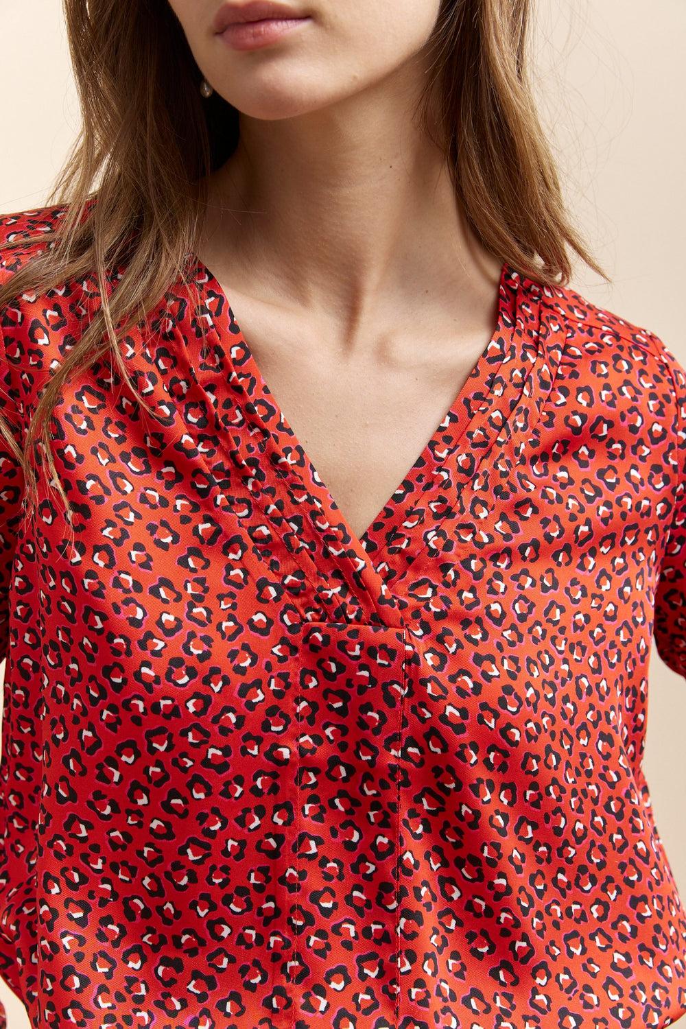 Printed blouse with tied hem