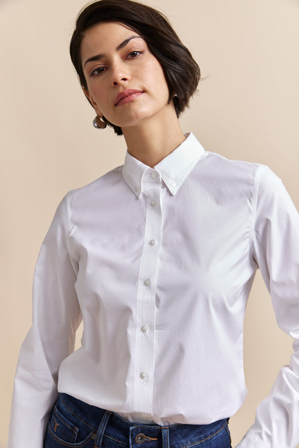 Shirt with button down collar