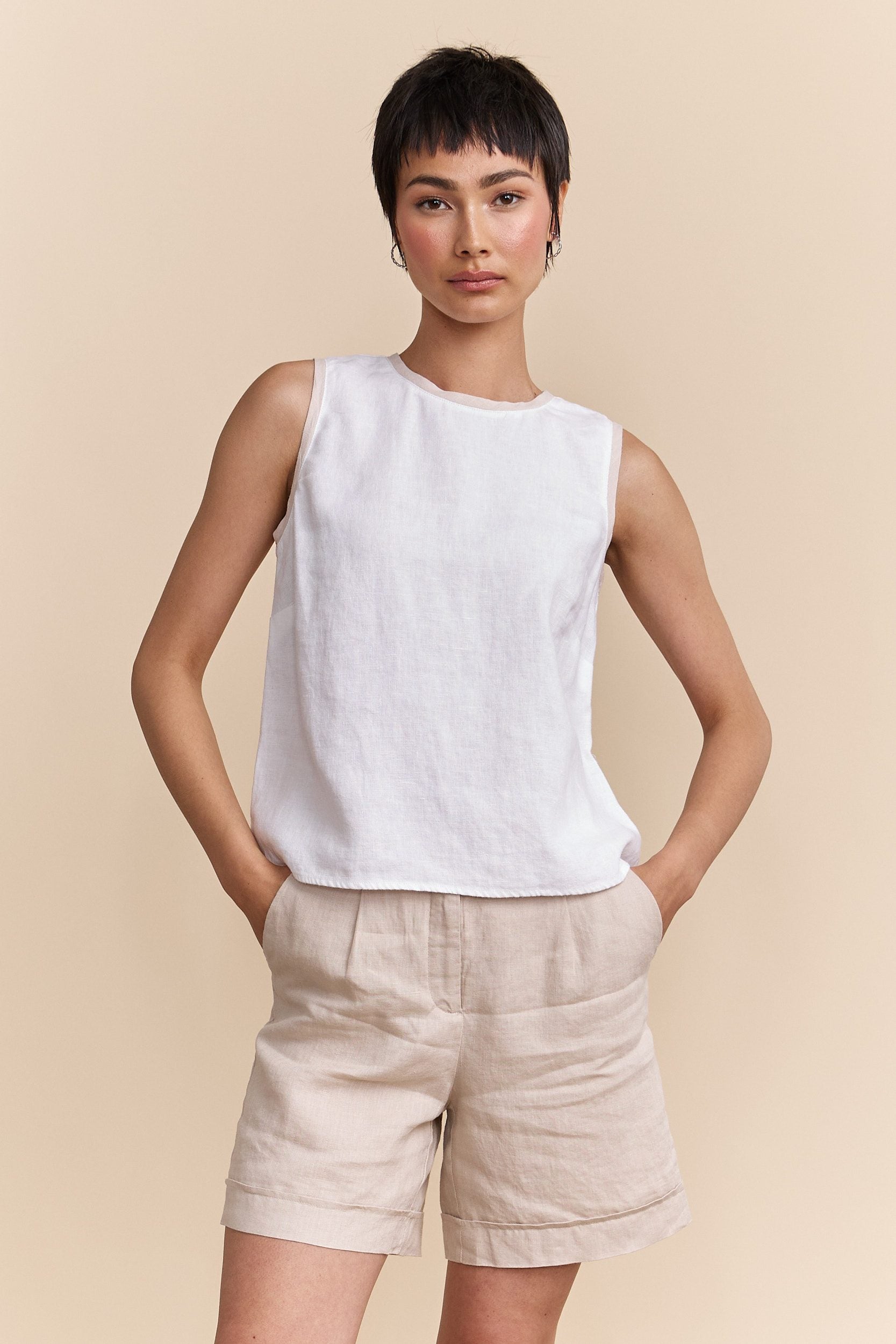 Sleeveless linen top