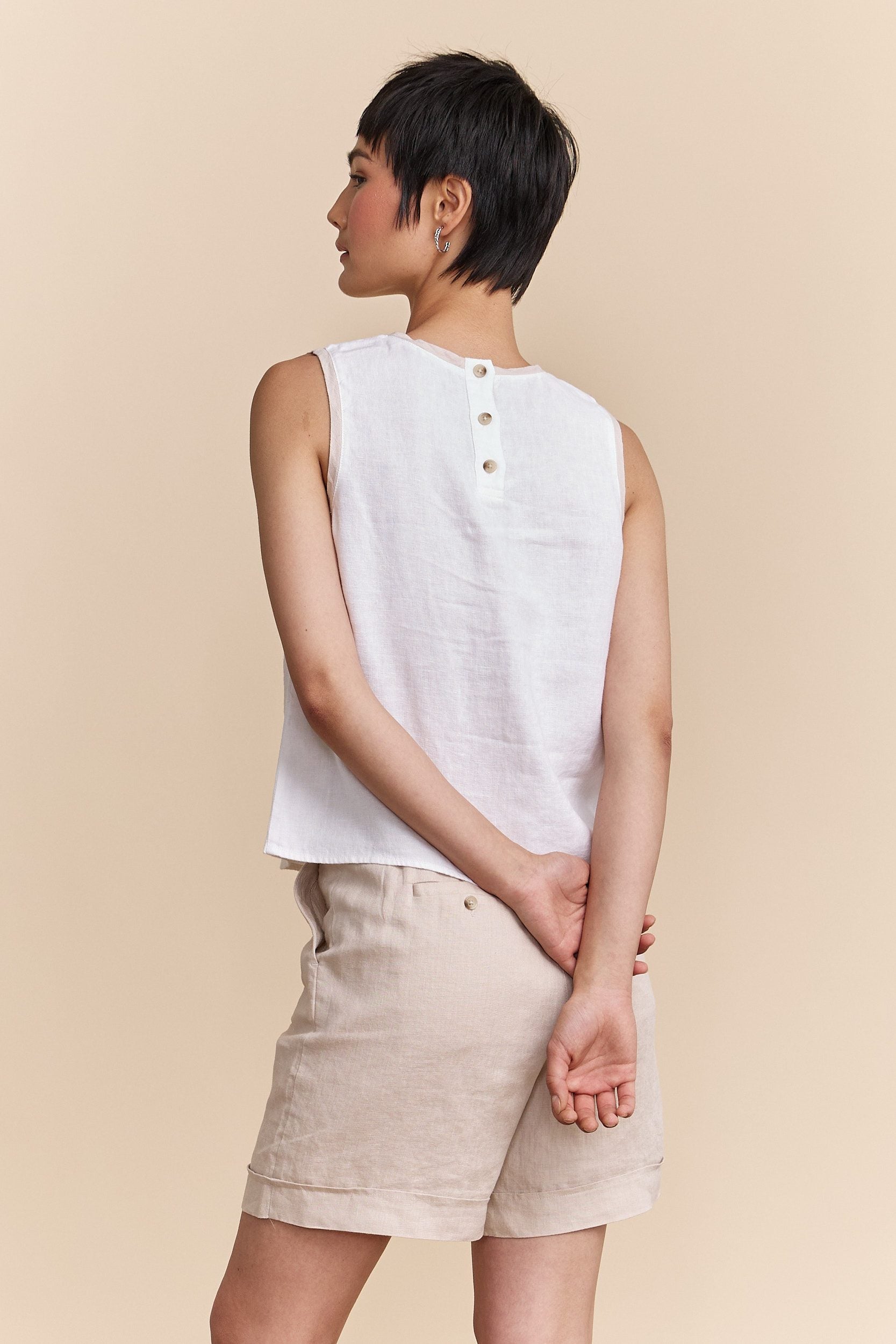 Sleeveless linen top