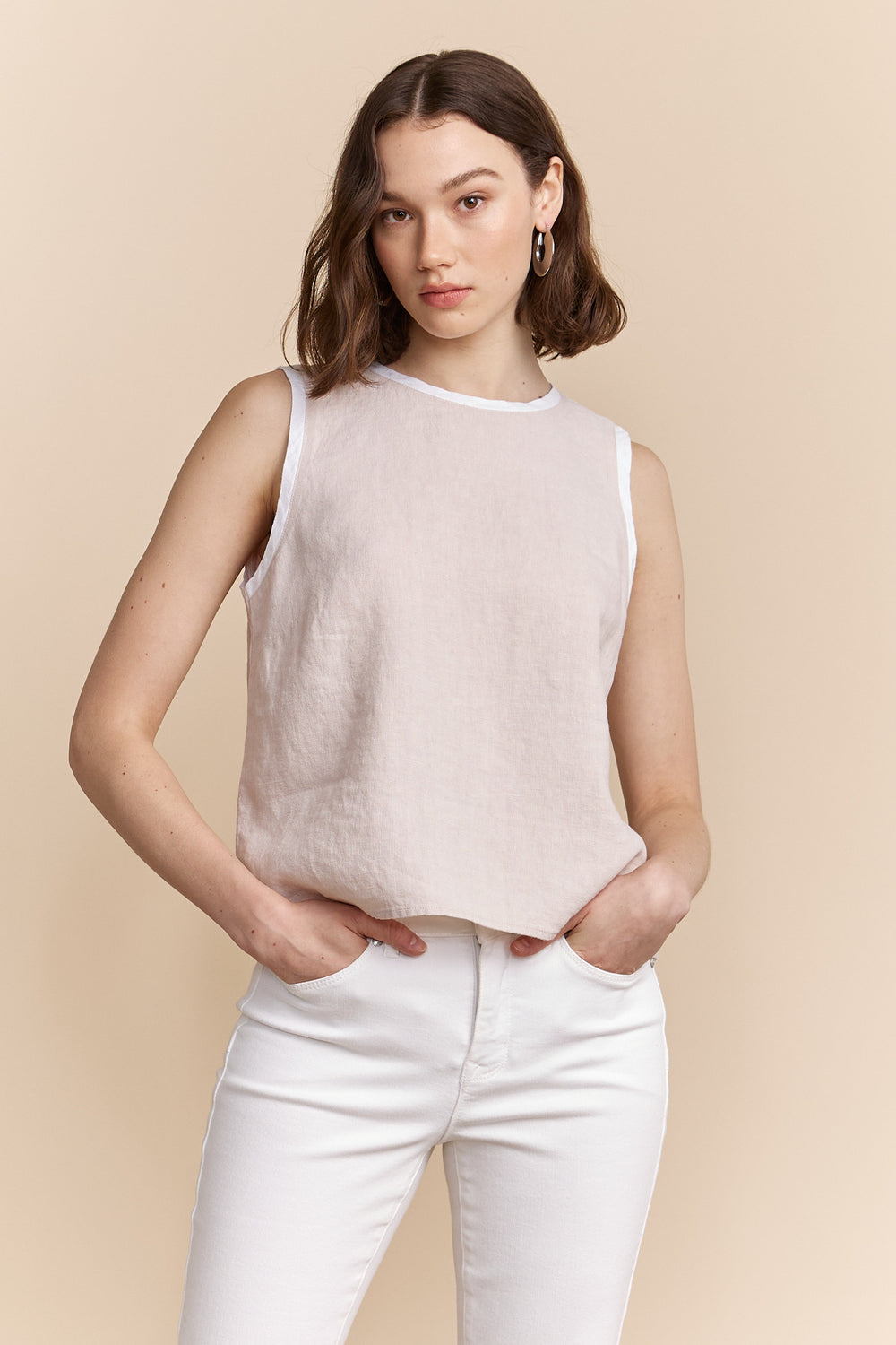 Sleeveless linen top