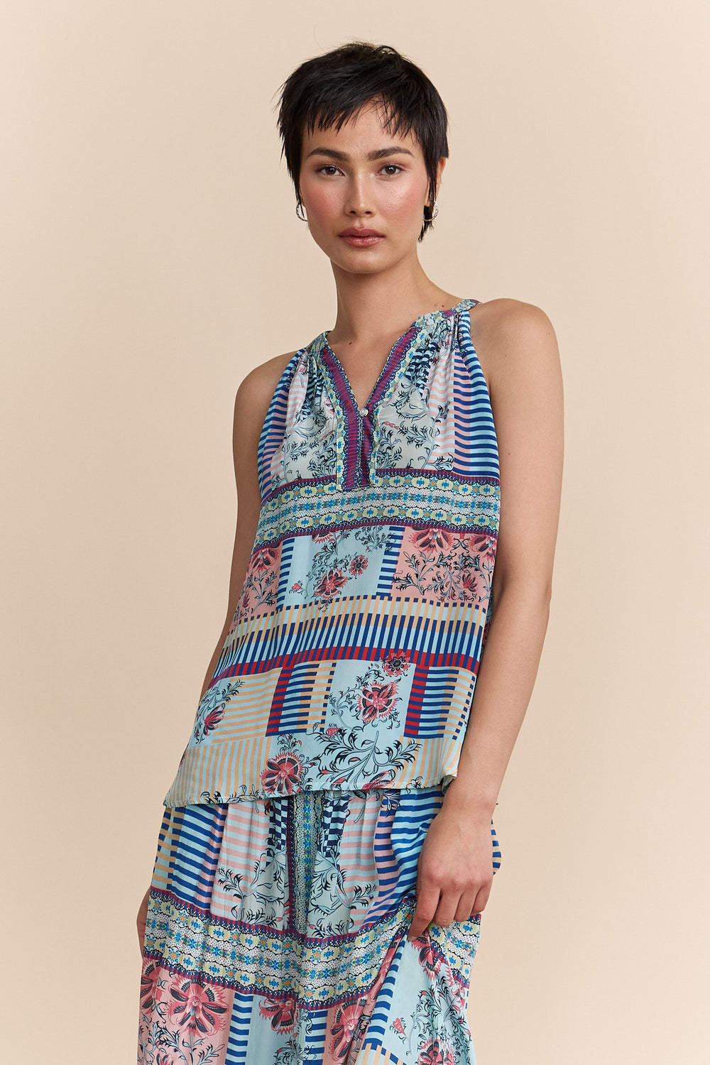 Printed halter top