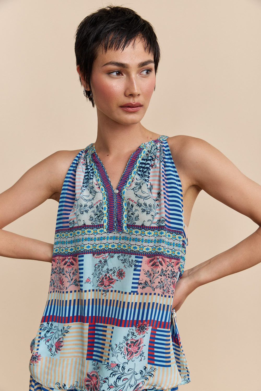 Printed halter top