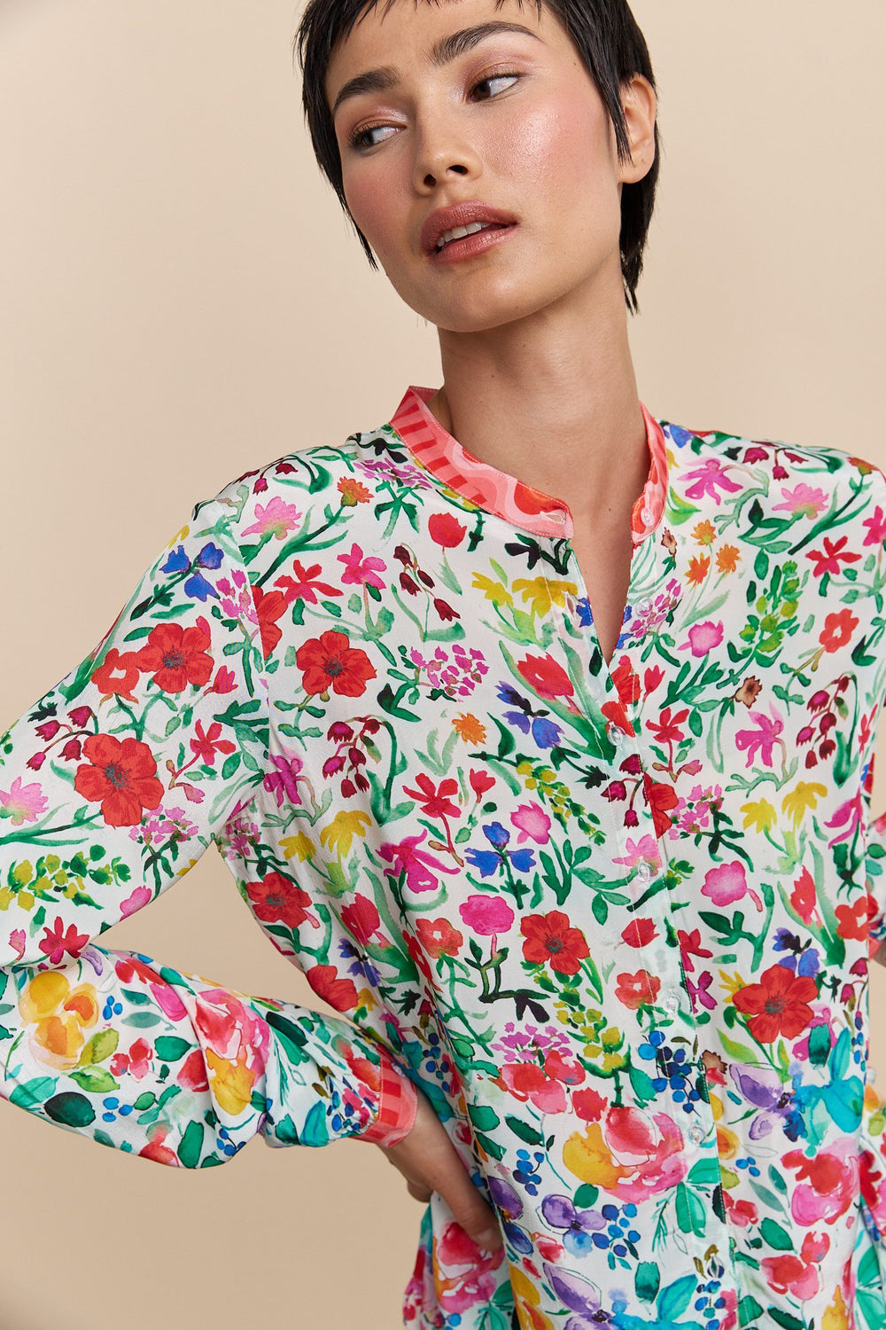 Printed blouse with sash
