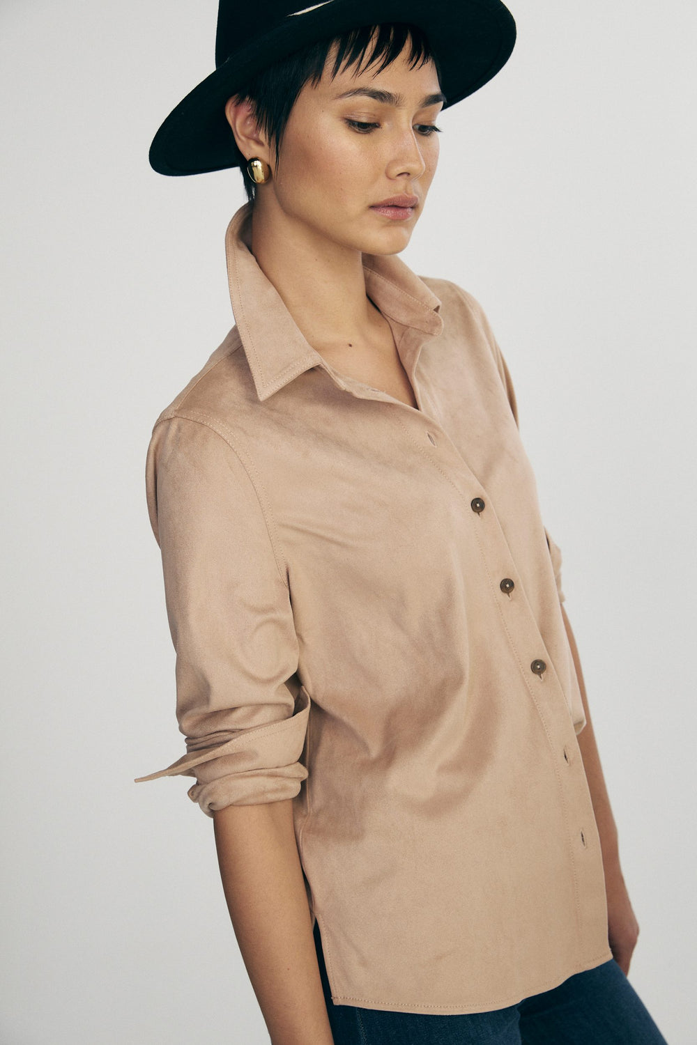 Vegan suede blouse