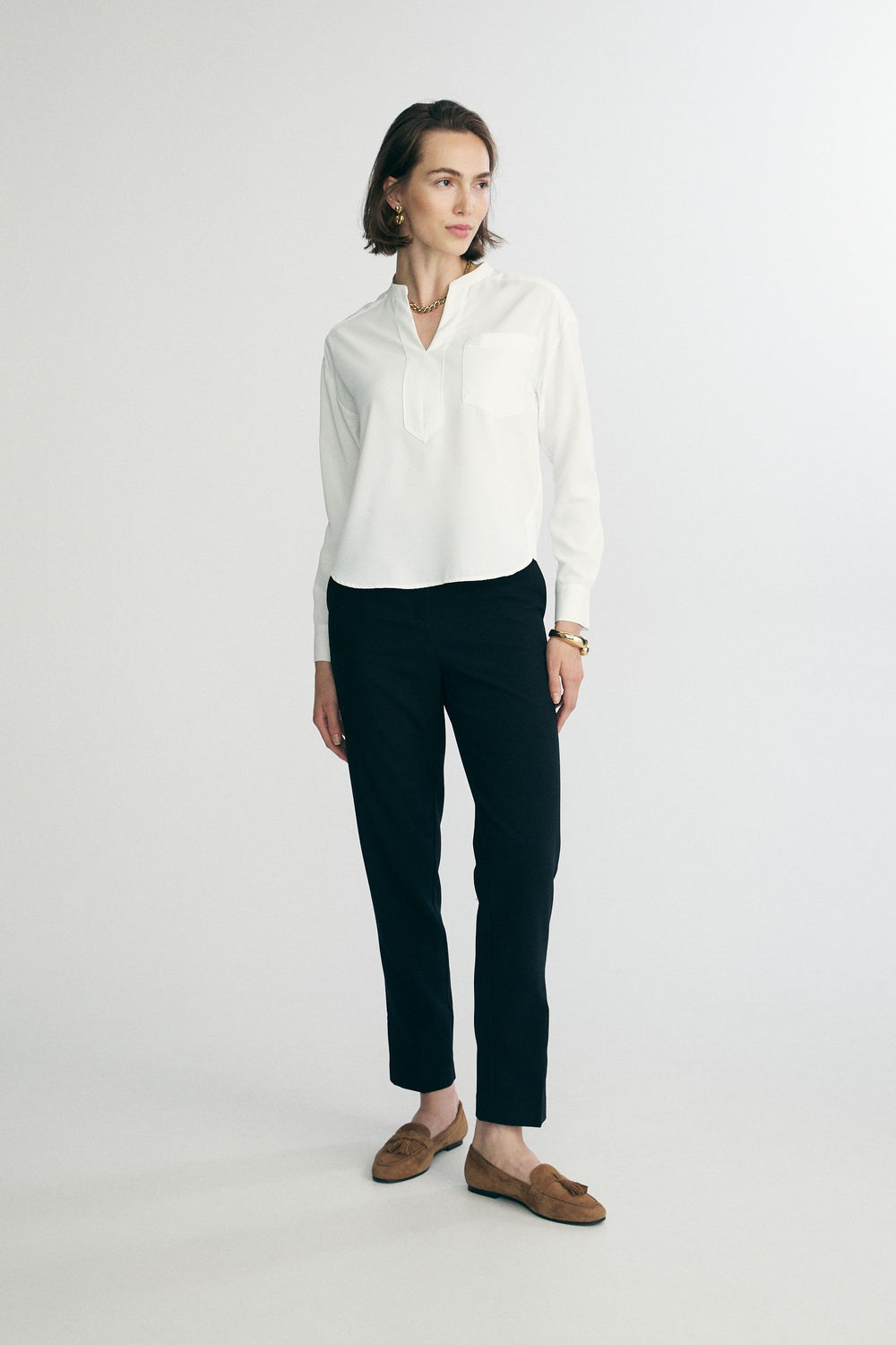 Oversized henley blouse