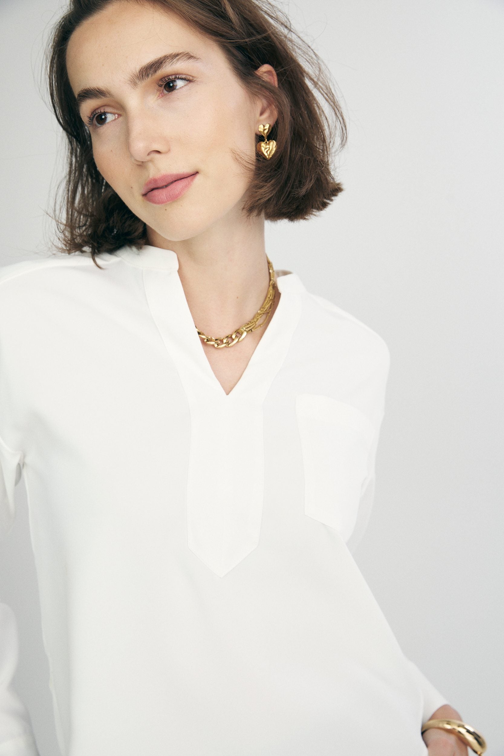 Oversized henley blouse