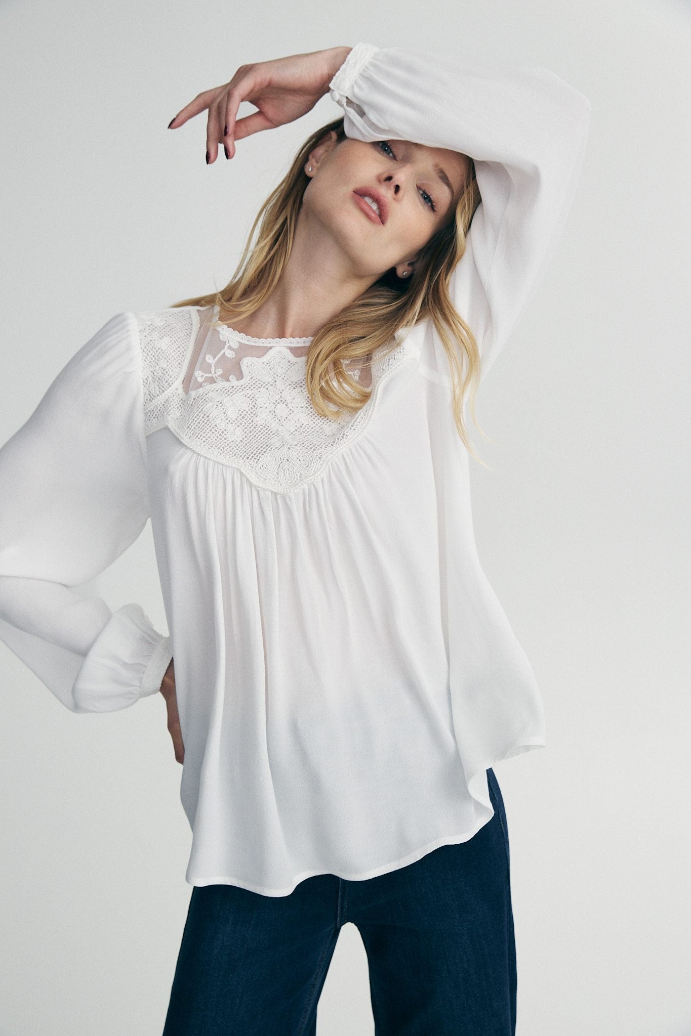 Top with lace yoke