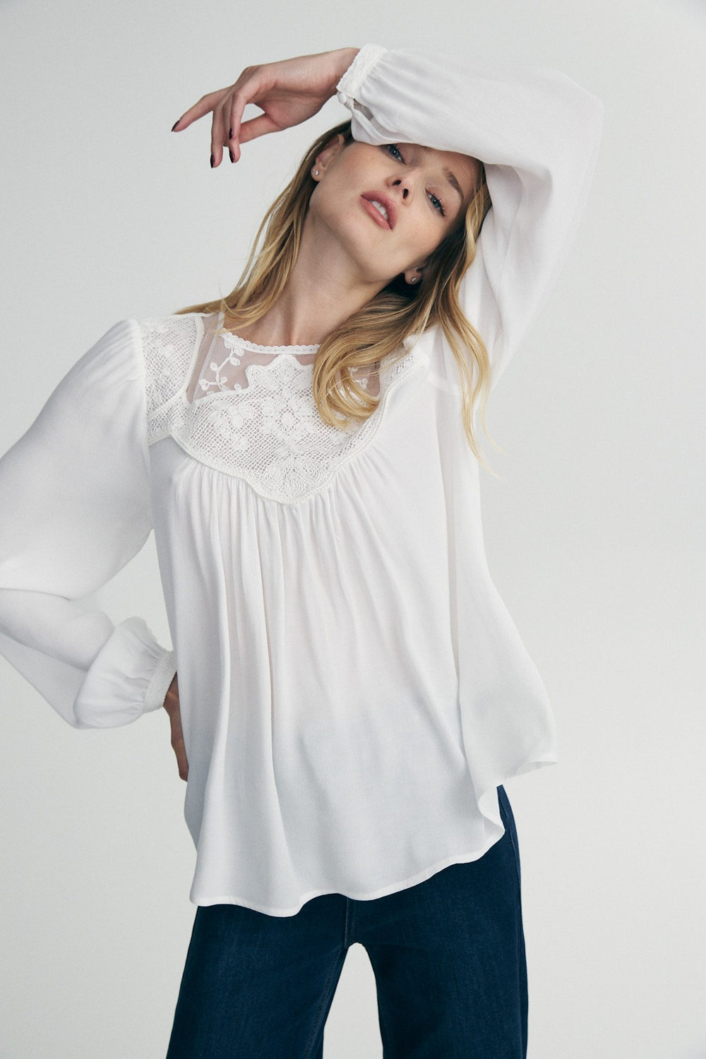 Top with lace yoke