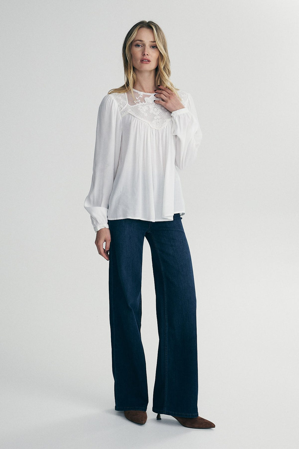 Top with lace yoke