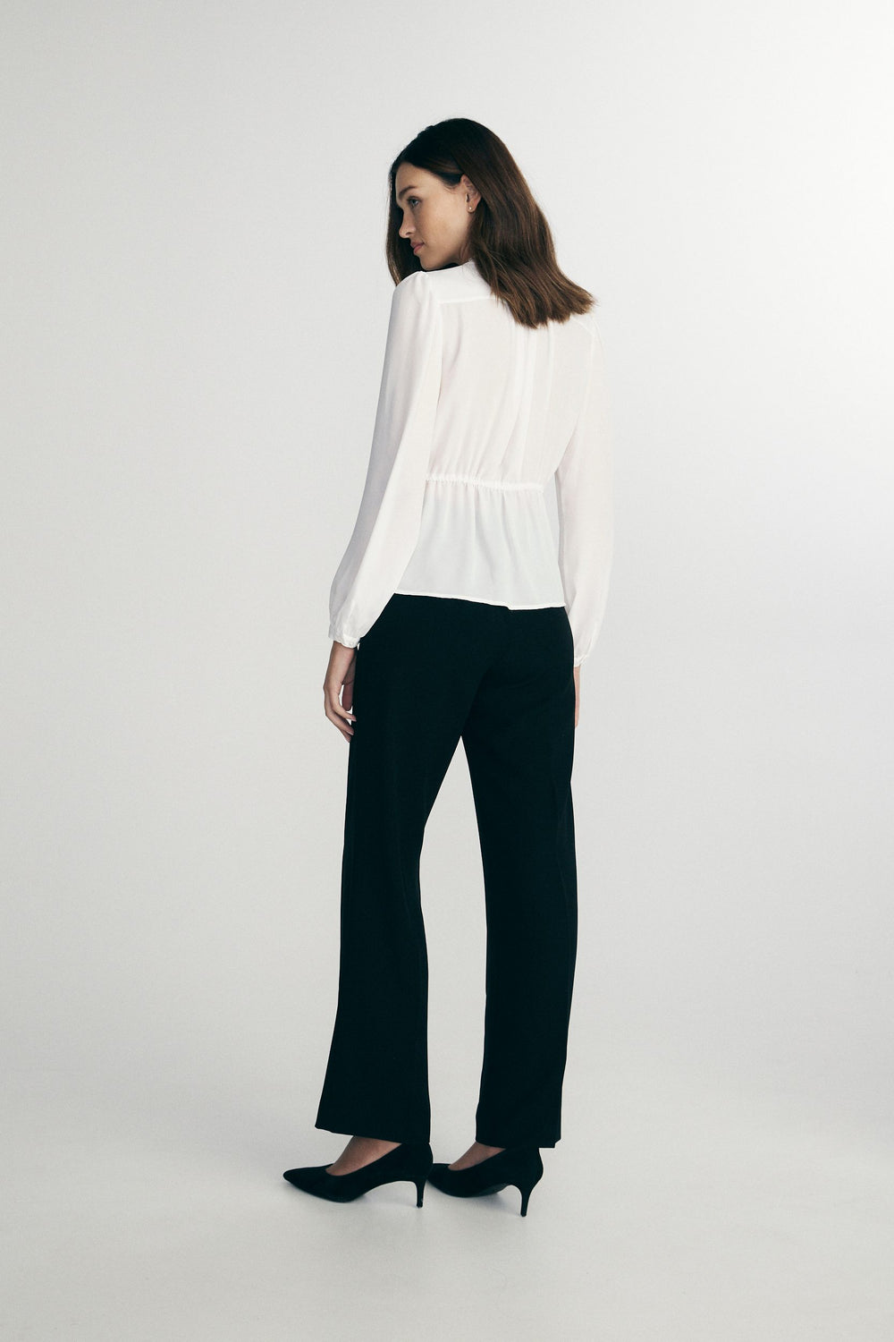 Blouse with front frill & tie