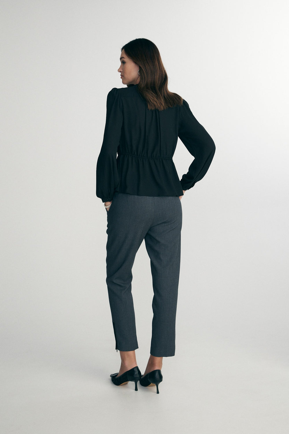 Blouse with front frill & tie