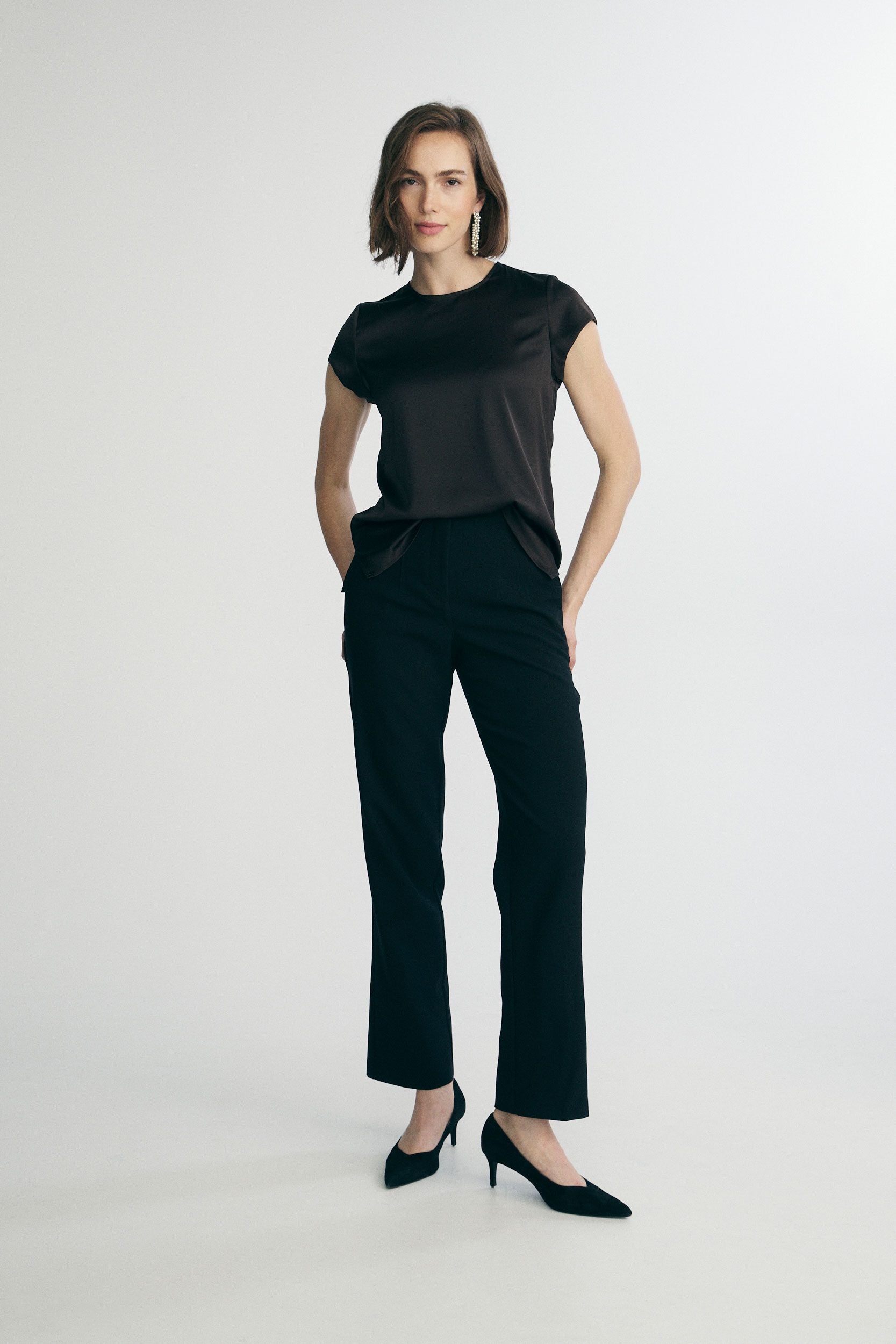 Short sleeve satin top