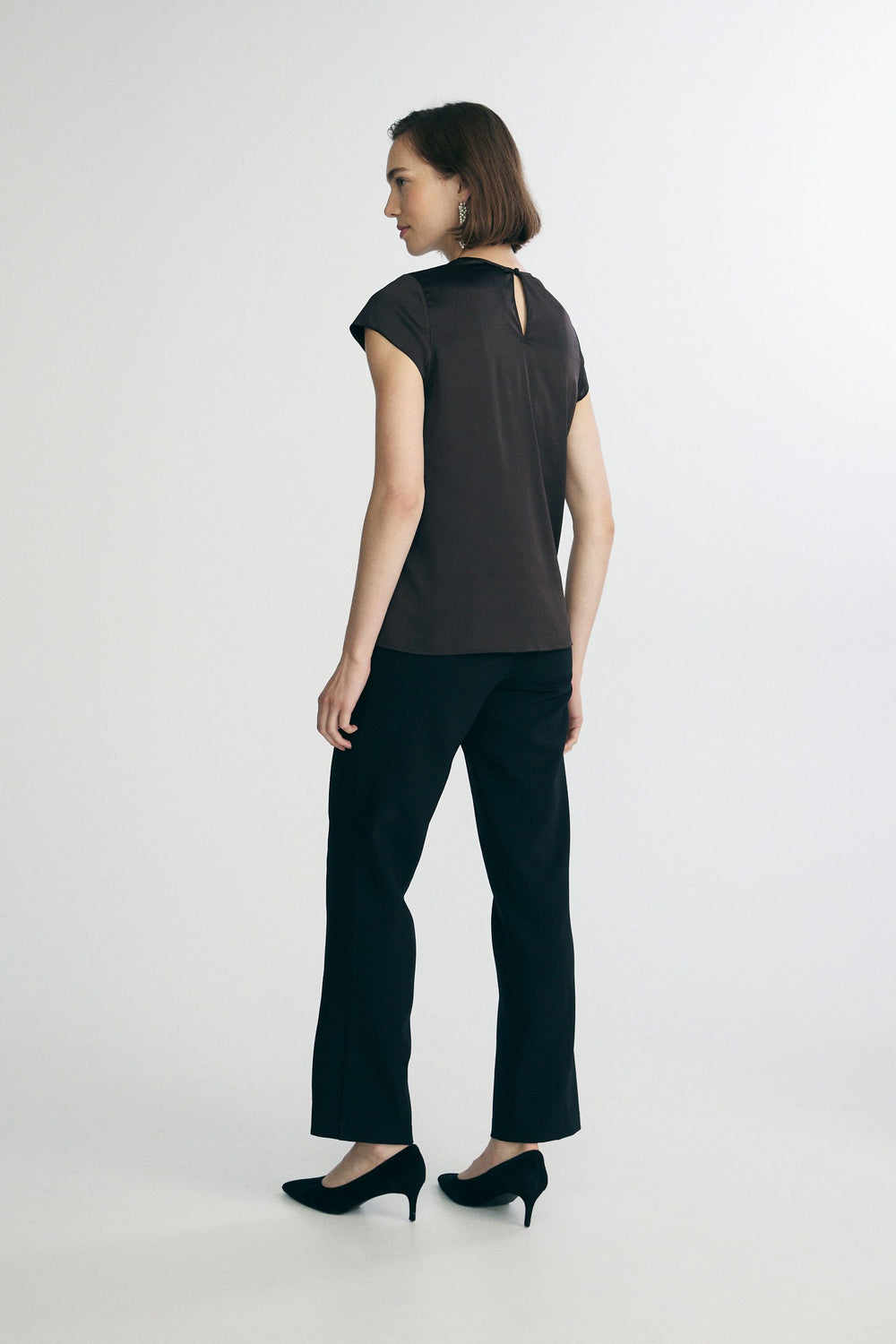 Short sleeve satin top
